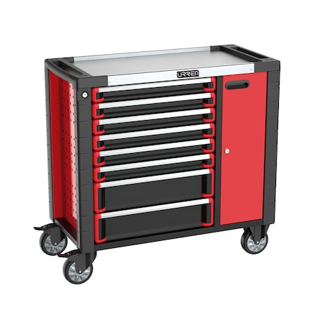 Urrea HD-Series Roller Cabinet, 8 Drawer, Red, Steel, 35 in W x 36 in D x 18 in H HD38M8